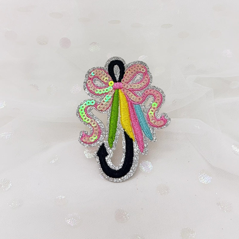 SEQUIN Fish Hook Embroidered Hat Patch