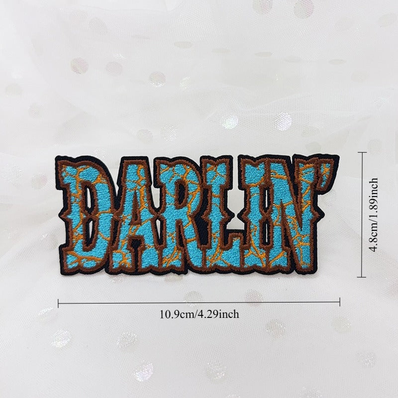 DARLIN Turquoise Pattern Embroidered Iron-On Patch