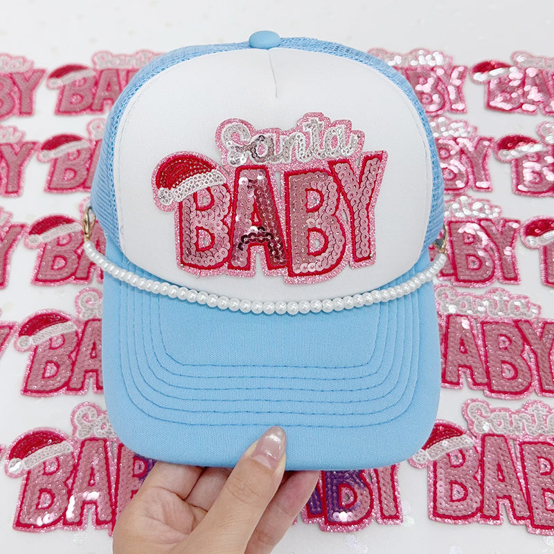 SANTA sequin Embroidered Iron-On Patch