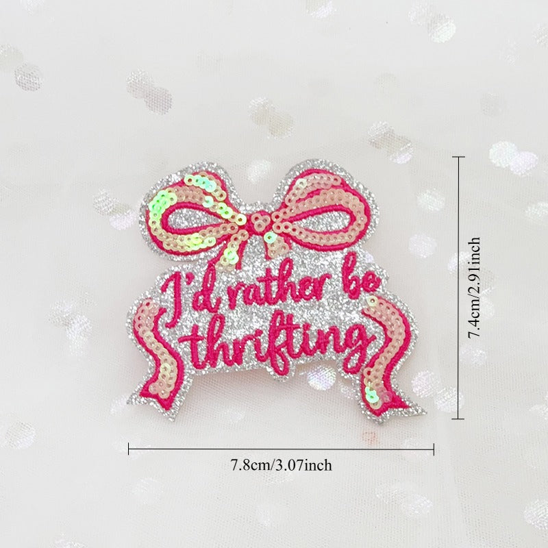 SEQUIN I'D RATHER BE THRIFTING Embroidered Hat Patch