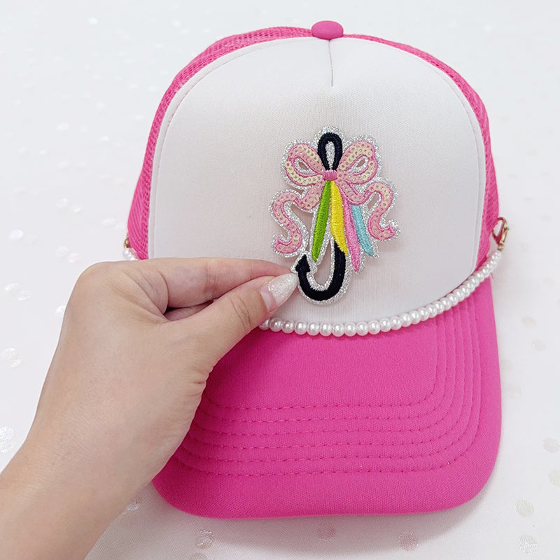 SEQUIN Fish Hook Embroidered Hat Patch