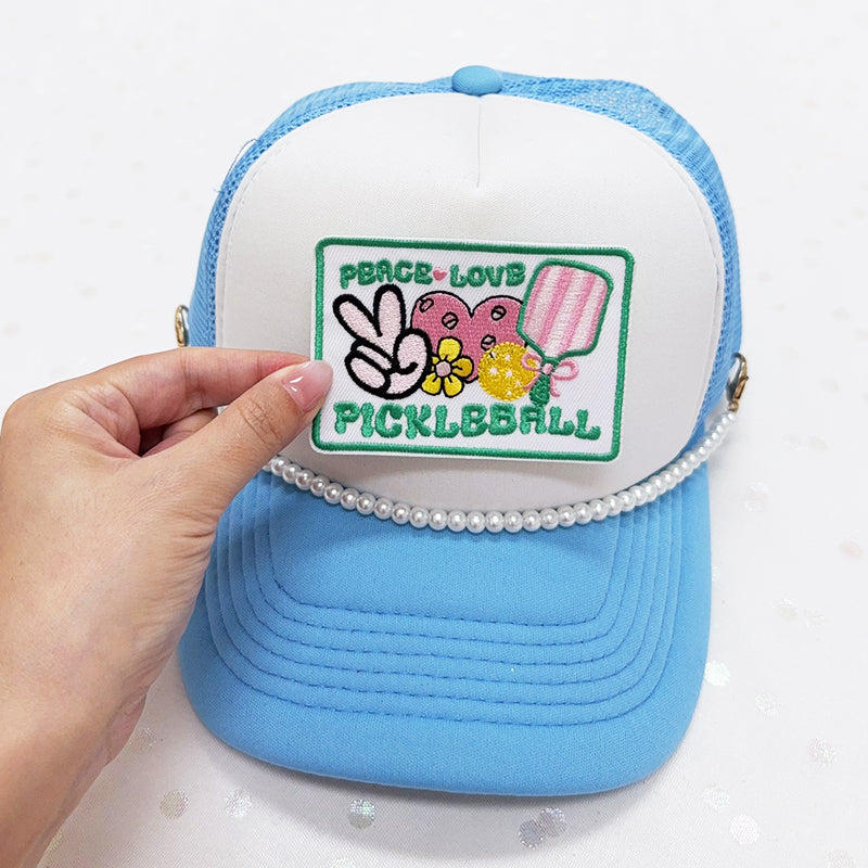 PEACE・LOVE・PICKLEBALL  Embroidered Iron-On Patch