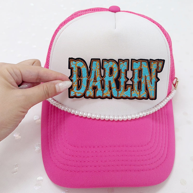 DARLIN Turquoise Pattern Embroidered Iron-On Patch