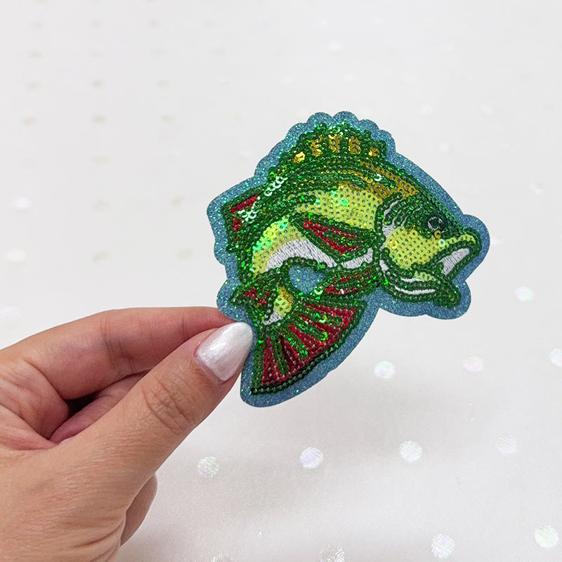 Bass Fish Sequin  Iron-on Patch