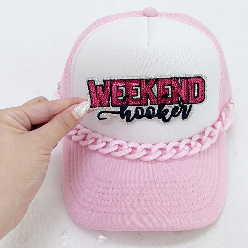 SEQUIN WEEKEND HOOKER Embroidered Hat Patch