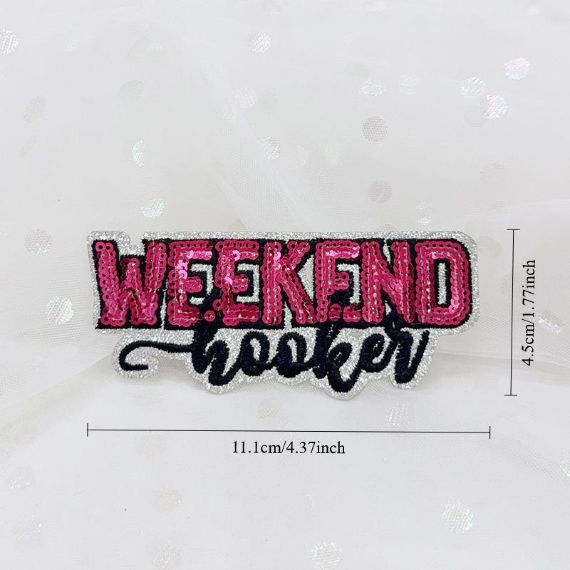 SEQUIN WEEKEND HOOKER Embroidered Hat Patch