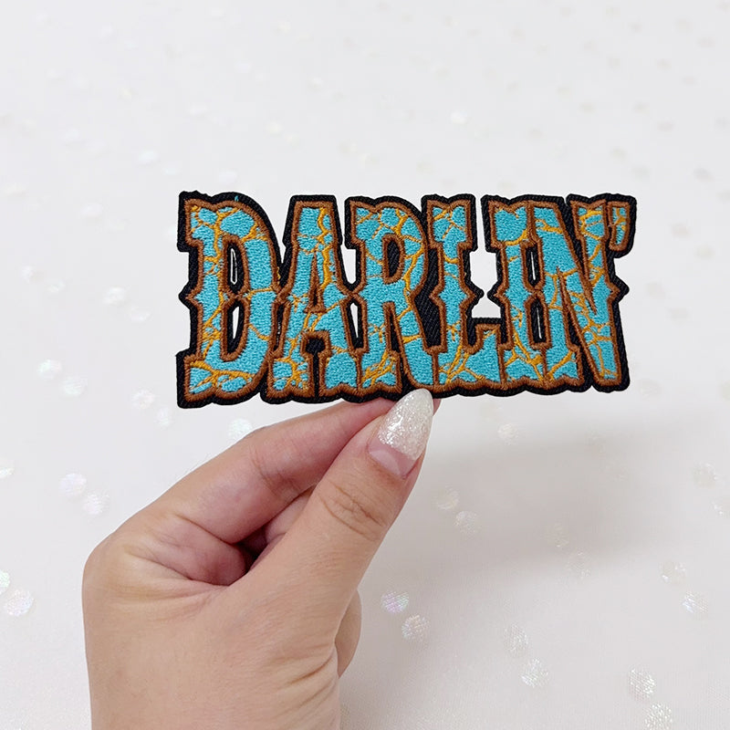 DARLIN Turquoise Pattern Embroidered Iron-On Patch
