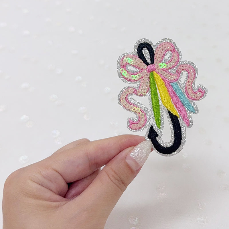 SEQUIN Fish Hook Embroidered Hat Patch