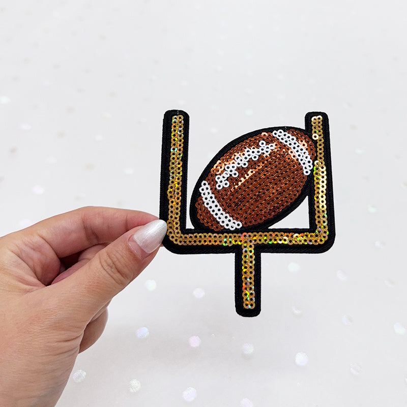 Football  Sequin  Embroidered Iron-On Patch