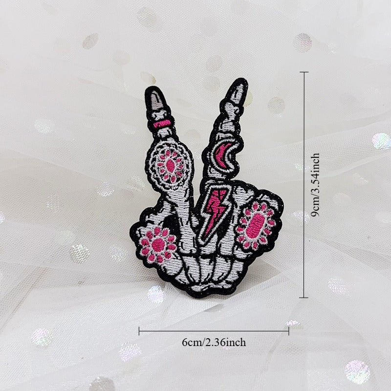 Skeleton Hand Embroidered Iron-On Patch