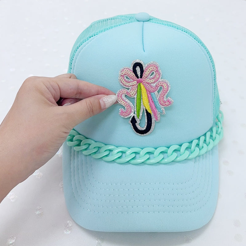 SEQUIN Fish Hook Embroidered Hat Patch