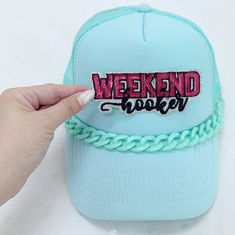 SEQUIN WEEKEND HOOKER Embroidered Hat Patch