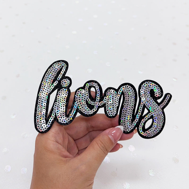 lions sequin Embroidered Iron-On Patch