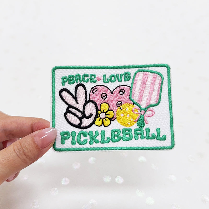PEACE・LOVE・PICKLEBALL  Embroidered Iron-On Patch