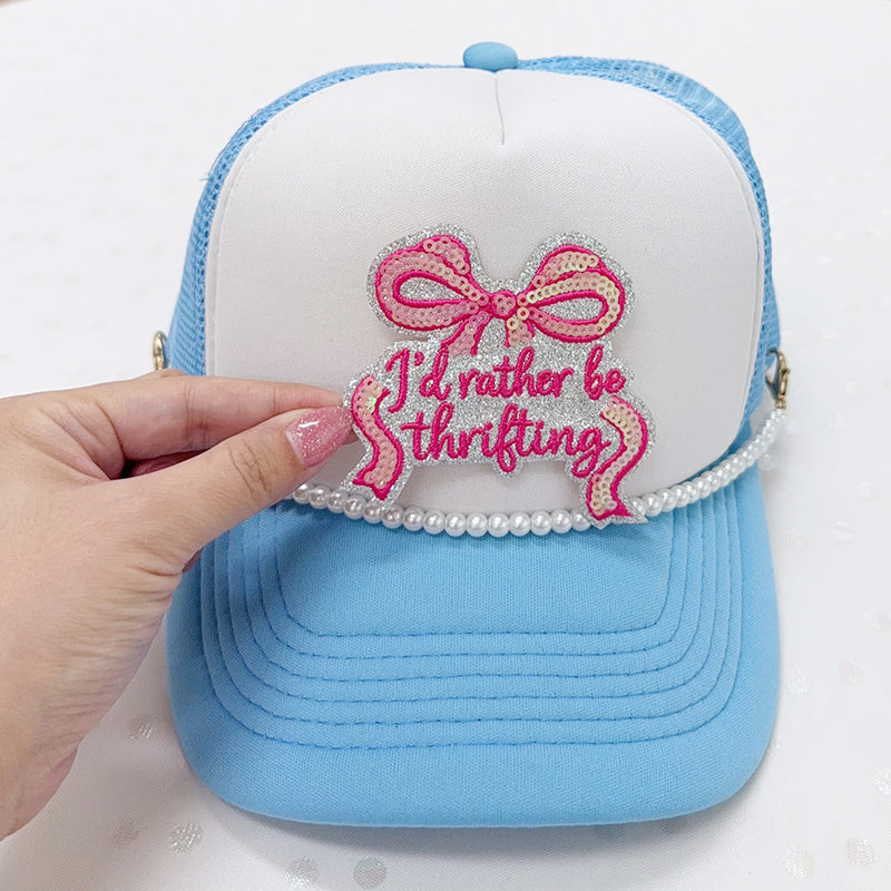 SEQUIN I'D RATHER BE THRIFTING Embroidered Hat Patch