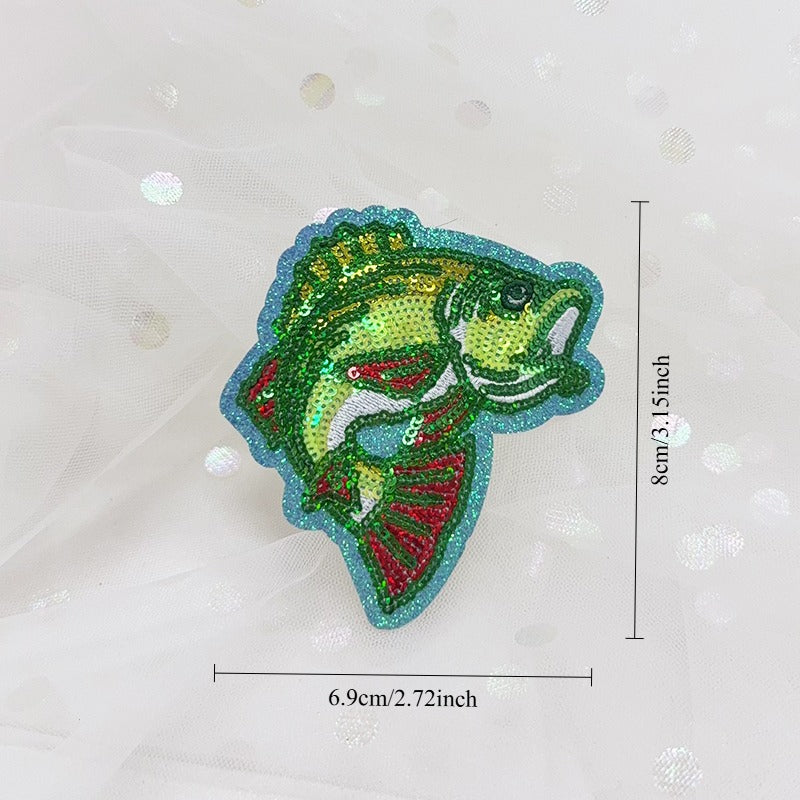Bass Fish Sequin  Iron-on Patch