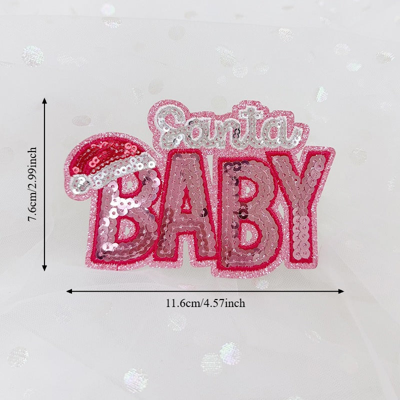 SANTA sequin Embroidered Iron-On Patch