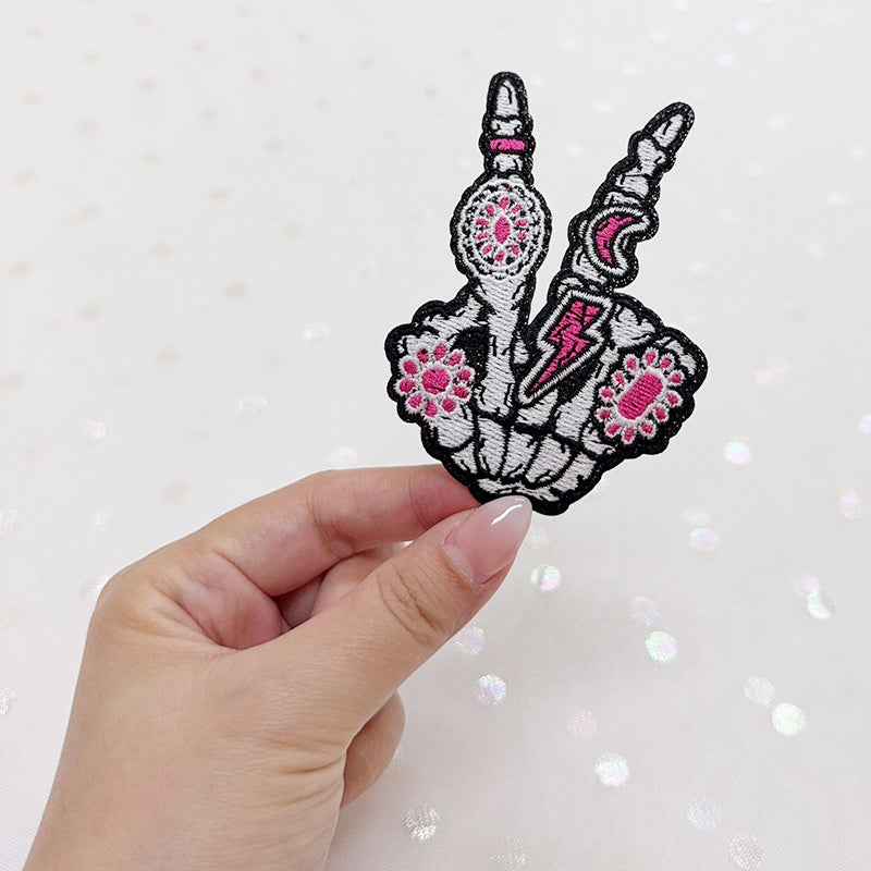 Skeleton Hand Embroidered Iron-On Patch