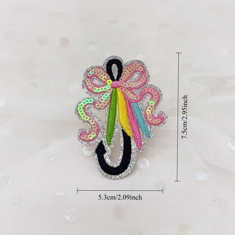 SEQUIN Fish Hook Embroidered Hat Patch