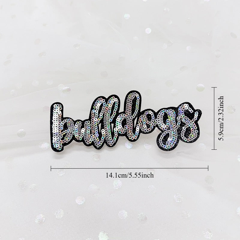 bulldogs sequin Embroidered Iron-On Patch